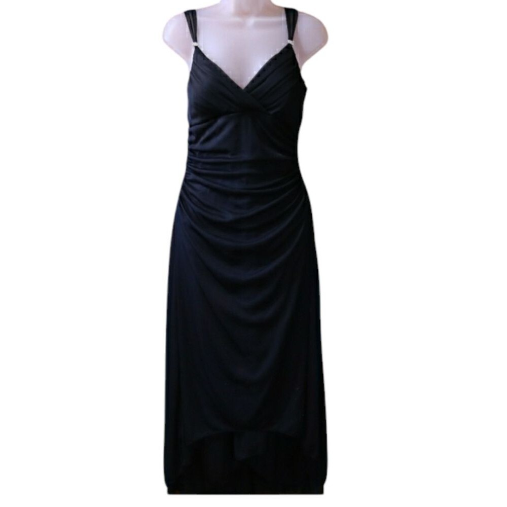 Dress Barn Y2K Black Formal Homecoming  Prom Vintage Slim Dress Whimsy Goth LG